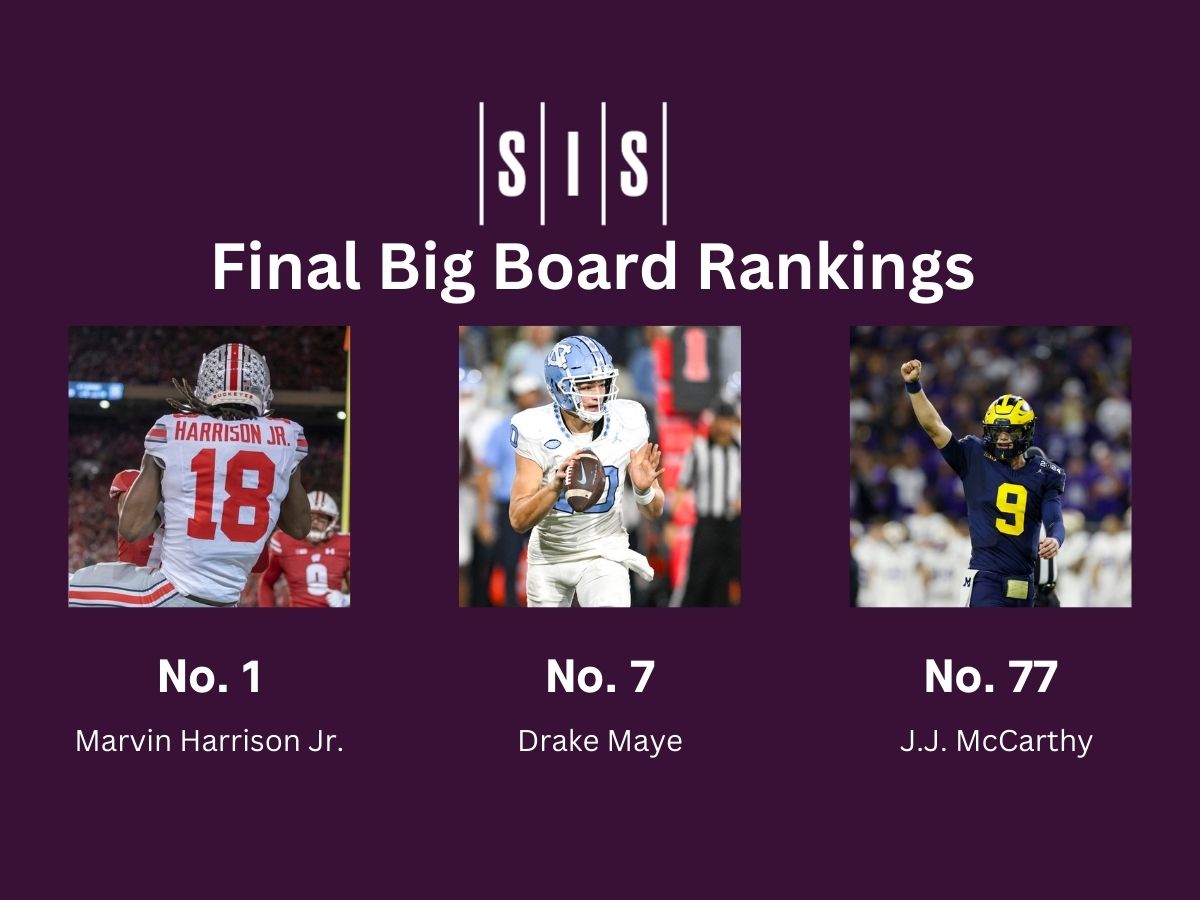 Big Board #1 Marvin Harrison Jr. #7 Drake Maye #77 J.J. McCarthy