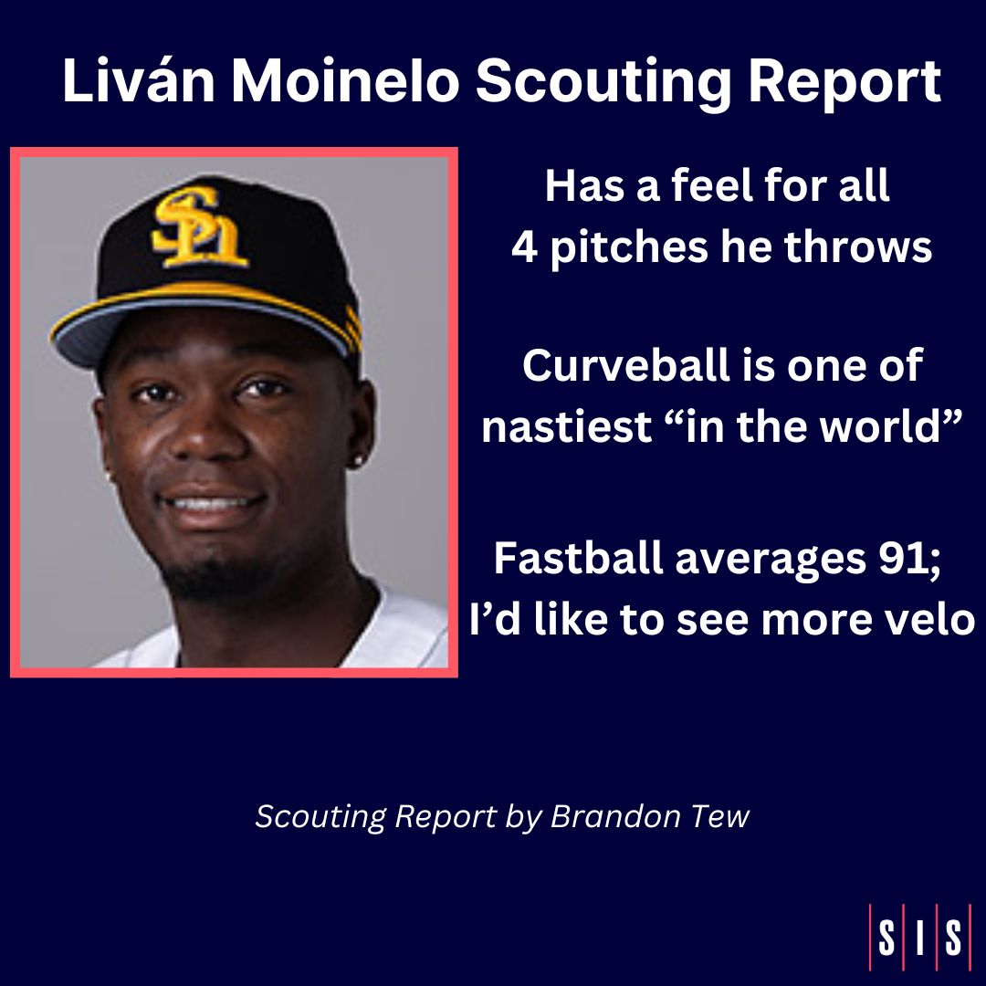 Livan Moinelo scouting report Has a feel for all 4 pitches Has one of best curveballs in the world Fastball averages 91; I'd like to see more velo